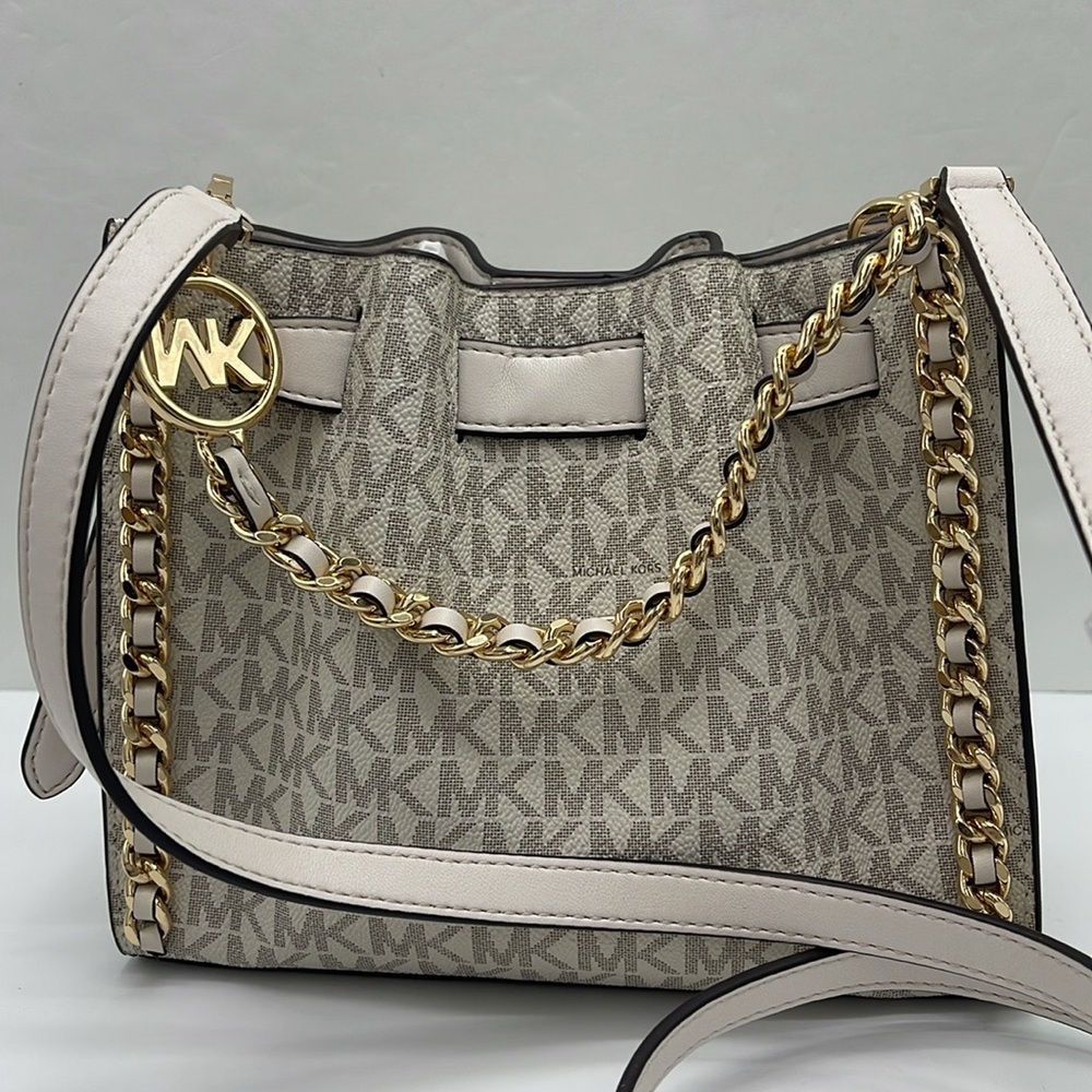 Michael Kors MINA Sm MINI Belted Chain Shoulder Crossbody Bag 
Light Cream Multi - Picture 2 of 16